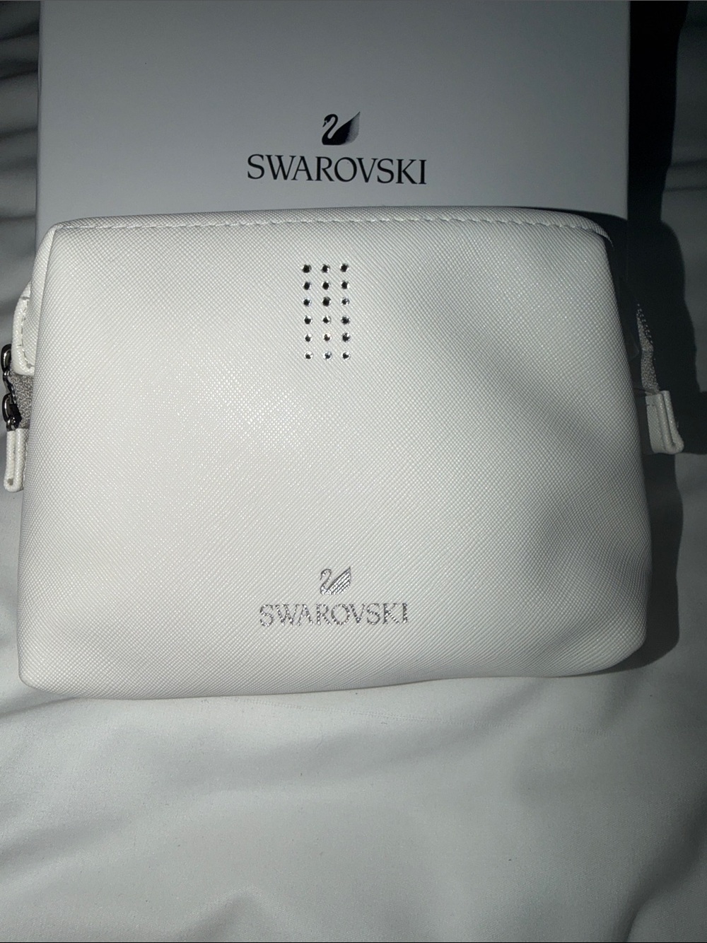 Swarovski White Crystal-Accent Cosmetic Pouch